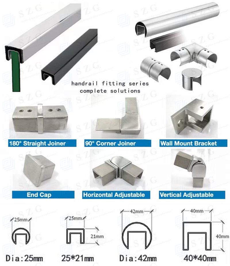 stainless steel top handrail for glass railing-szgbuilding