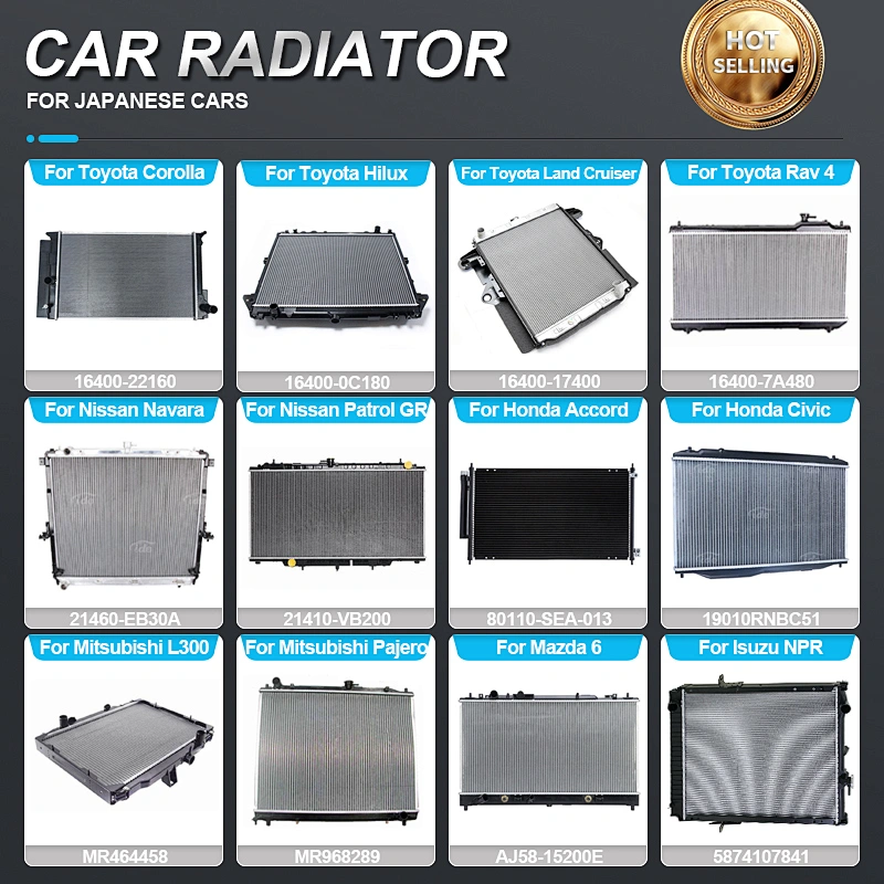 Auto Parts Aluminum Truck Cooling Radiator for Toyota Corolla Nissan Navara Lexus Isuzu NPR Suzuki Daihatsu Mitsubishi Japan Car