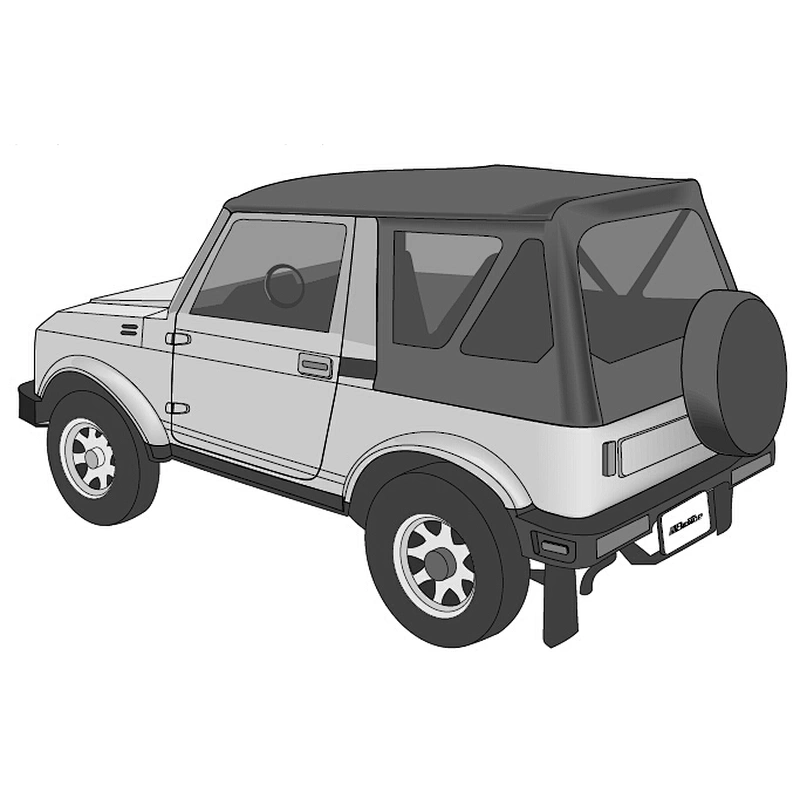 Black Denim Canvas Soft Top WithTinted Windows for Suzuki Samurai 1988-1994