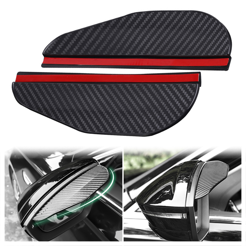 Universal Carbon Fiber Car Rearview Side Mirror Rain Visor Smoke Guard Rain Eyebrow Cover for Cars Truck SUV