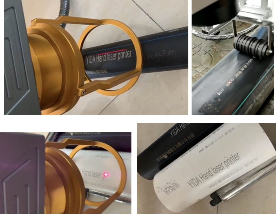 YIDA hand hold laser printer marking on pipe