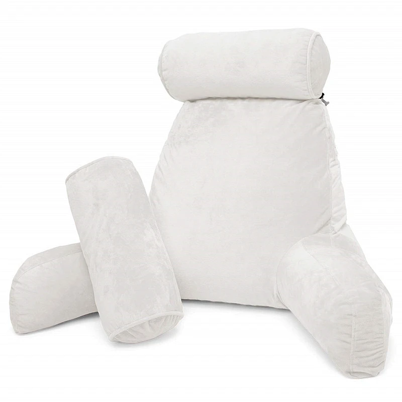 Reading Pillow-Shredded Foam Reading Pillow with Detachable Neck Roll Pillow-Great Support for Reading Relaxing