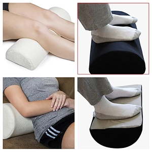 Memory foam half moon pillow with Gel-for neck, knee, back, leg- footrest pillow
