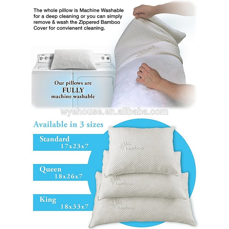 Ultra-Luxury Bamboo Shredded Memory Foam Pillow Combination With Adjustable Fit and Zipper