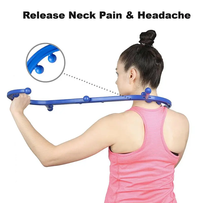 S-Shaped Massager Relieve Sore Back & Neck Muscle, Self Massage Tool (Single)