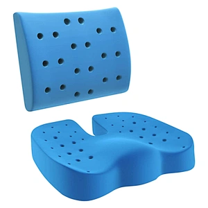 Gel Infused Ventilated memory foam coccyx  seat cushion and lumbar support pillow