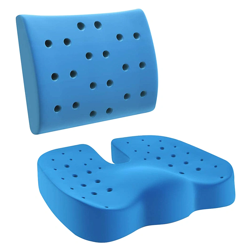 Gel Infused Ventilated memory foam coccyx  seat cushion and lumbar support pillow