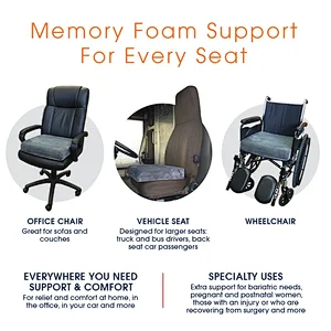 Seat Cushion for Office Chair, Wheelchair Seat Cushion Pad Memory Foam Extra Large Thick Chair Cushion