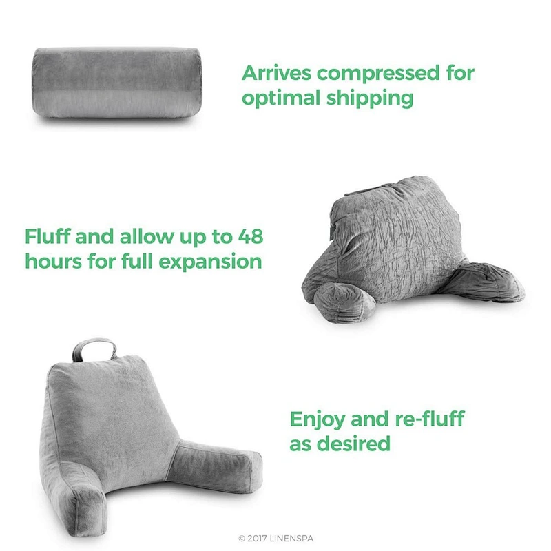 Perfect velvet fabric Shredded Foam Reading Pillow with arms for Relaxing, Gaming, Reading