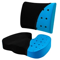 Gel Infused Ventilated memory foam coccyx  seat cushion and lumbar support pillow