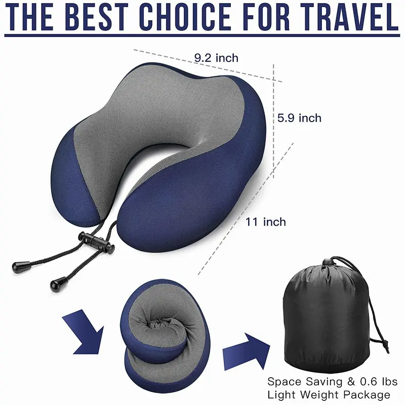 100% Soft Grade Memory Foam - Space Saver - Provides Exceptional Neck Support - Perfect for Flights & Road Trips