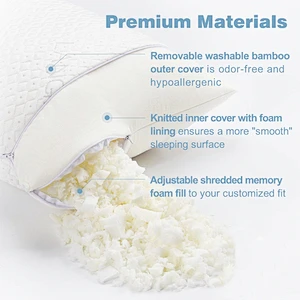 comfortable & breathable sleeping anti-bacteria bamboo shredded memory foam pillow standard/queen/king size
