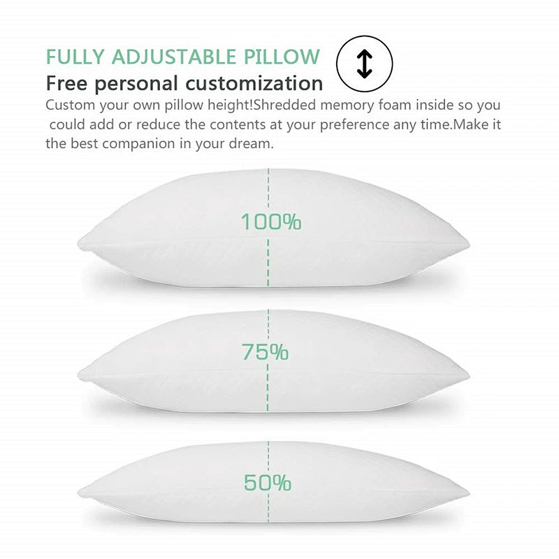 Shredded Memory Foam Pillow Orthopaedic Neck and Head Support Pillow with Hypoallergenic Washable Zipped Cover Bed Pillow 48x74