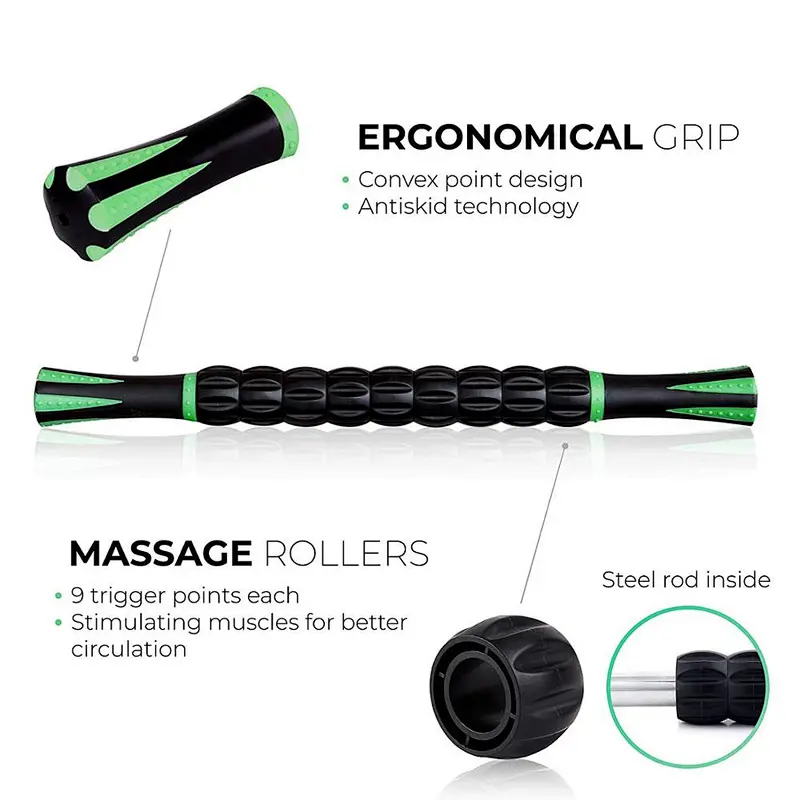 Muscle Roller Stick, 18 Inch Body Massage Sticks Tools , Massage Bar Leg Roller for Muscles neck stick roller Massager