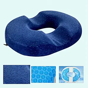 Cool Gel Memory Foam Donut Cushion or Seat Pillow for Hemmoroid Treatment Coccyx Pain Relief