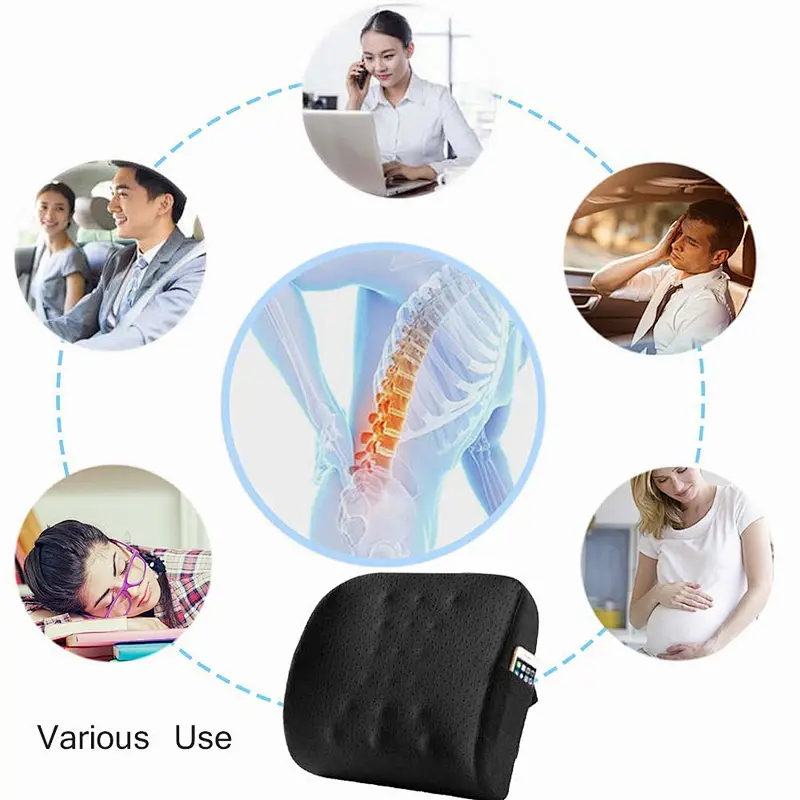 2020 NEW Best Massage Lumbar Support Back Cushions, Big Size 100% Premium Memory Foam Cushions for Back Pain Release