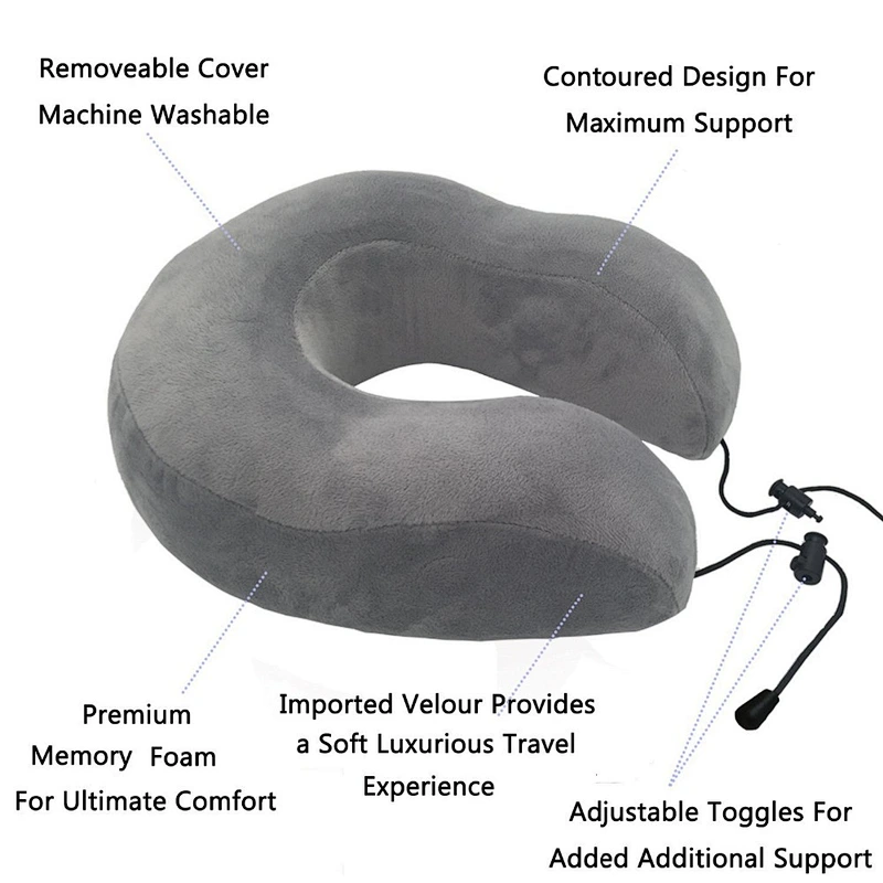 AMAZON Hot Selling U Shaped Memory Foam Travel Massage Neck Pillow with Coolig GEL