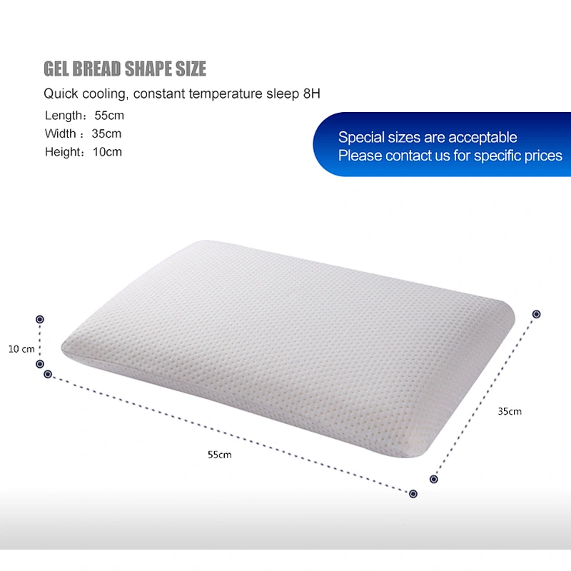 Cheap Wholesales Cool Gel Anti Dust Mite Viscoelastic Pure Cotton Fabric Memory Foam Bread Pillow