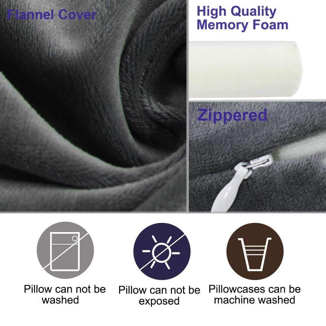 Round Cervical Roll Cylinder Bolster Pillow with Removable Washable Cover