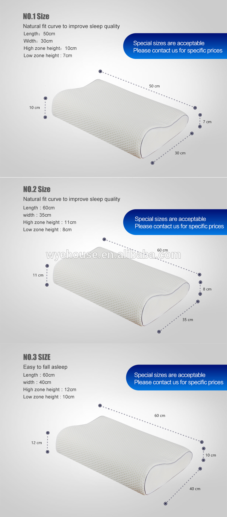 Memory foam bed pillow