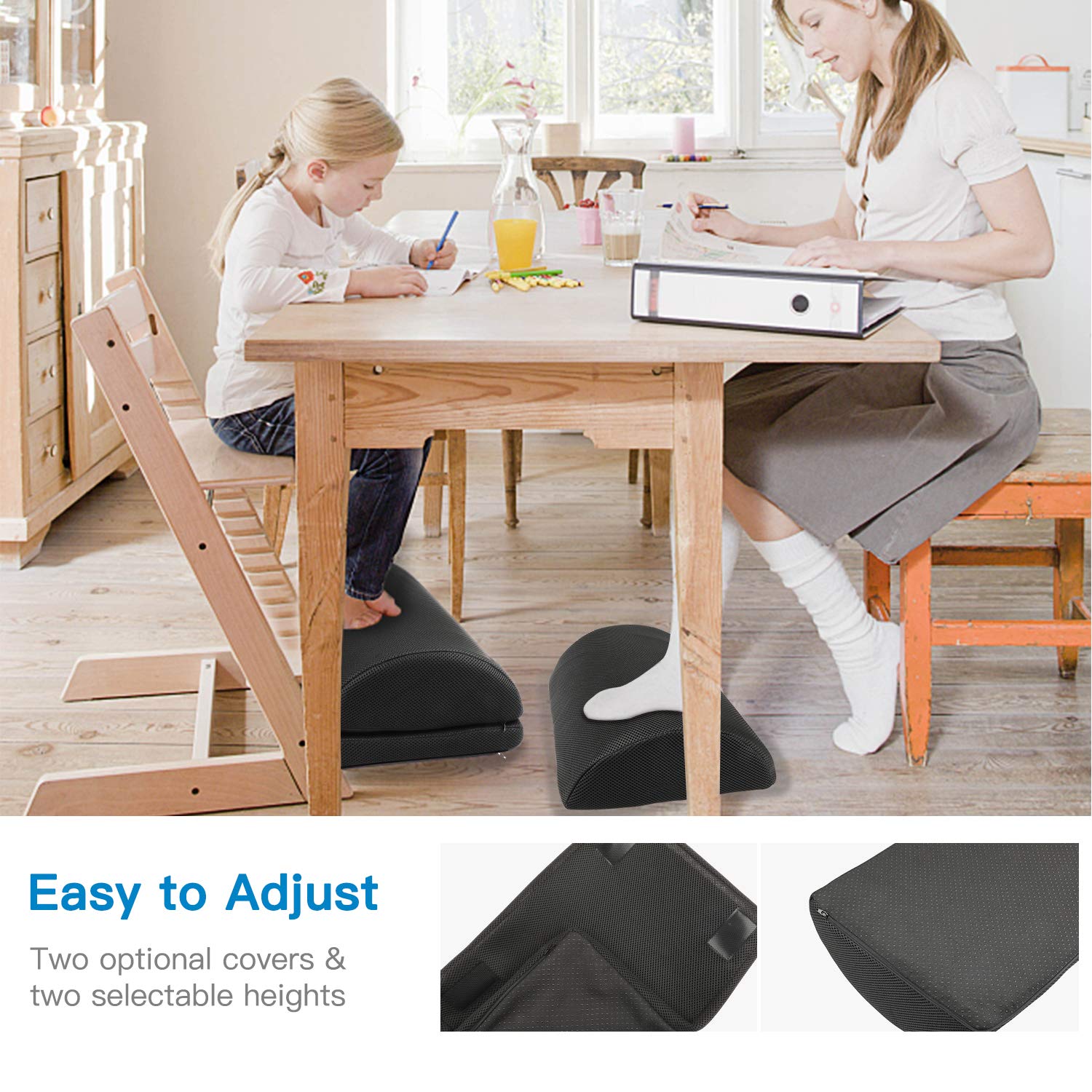 Adjustable Non-Slip Ergonomic Multifunctional Firm Memory Foam Half-Cylinde Foot Rest Cushion Pillow For Home and Office