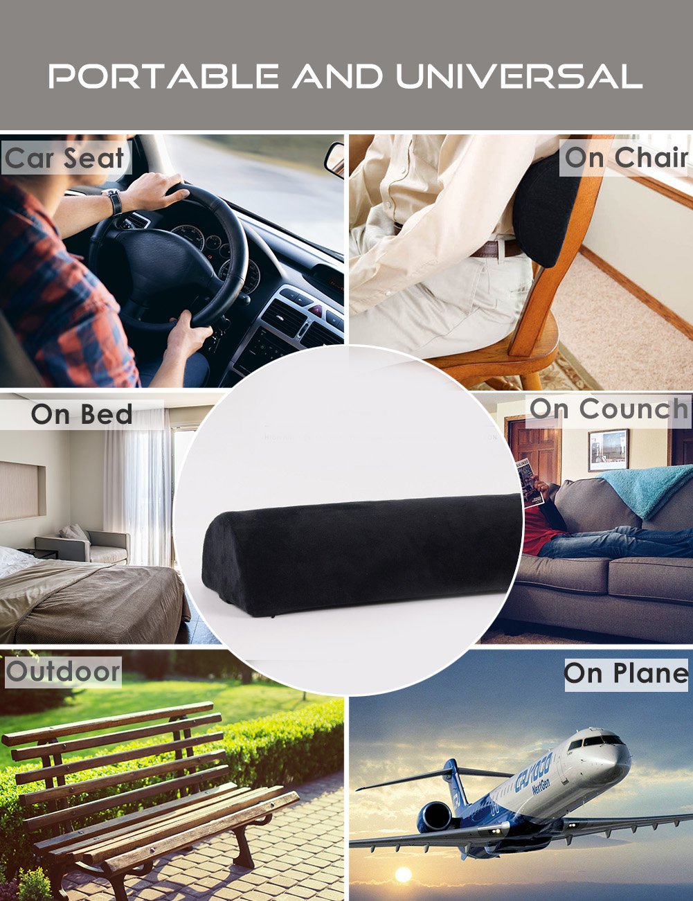Amazon Hot Selling Supports Back Head Leg Knee Pain Relief Bed Chair Seat Foot Rest Under Desk Memory Foam Pillow Cushion