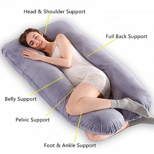 Softer polyester pregnant pillow, Custom Logo Comfort U Shaped Giant Back Support Full Body Pregnancy Pillow
