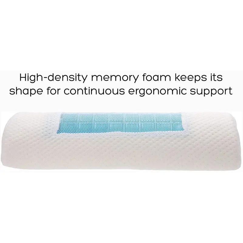 Cooling Gel Memory Foam Semi Roll Pillow - Lumbar Support Wedge Pillow for Back and Knee Pain Relief
