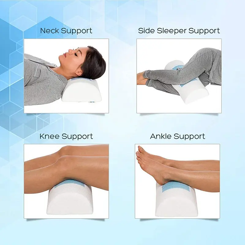 Cooling Gel Memory Foam Semi Roll Pillow - Lumbar Support Wedge Pillow for Back and Knee Pain Relief