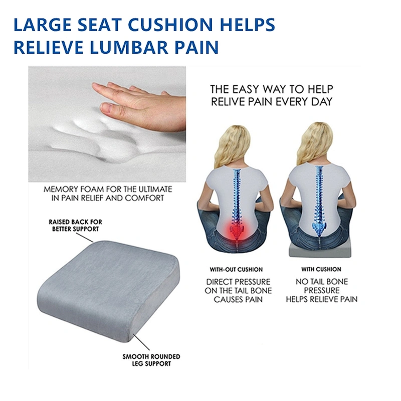 Black Car Seat Cushions Velvet Cover Wheelchair Sofa Chair Outdoor, Air Flow Large Memory Foam Car Seat Cushion
