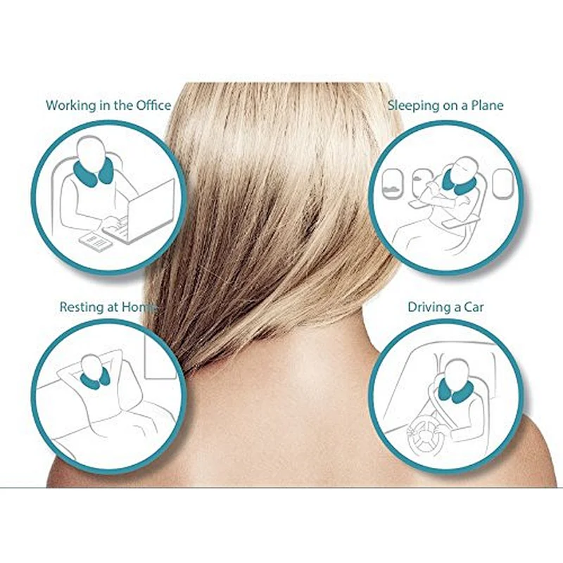 AMAZON Hot Selling U Shaped Memory Foam Travel Massage Neck Pillow with Coolig GEL