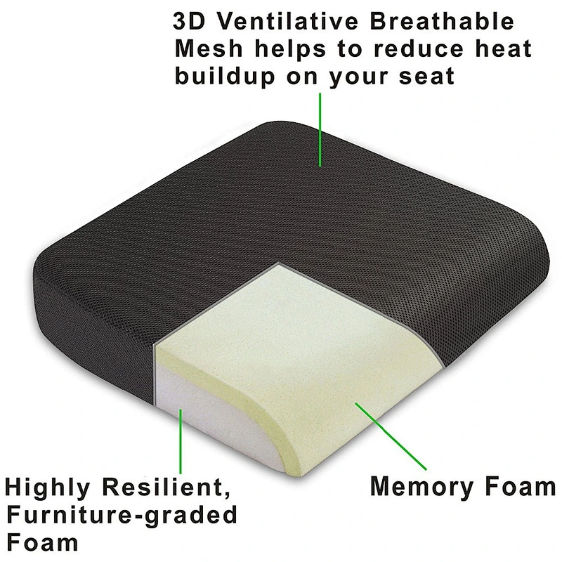 Travel Mate Extra Large Memory Foam Seat Cushion Perfect for Office Chair and Wheelchair Not Slip