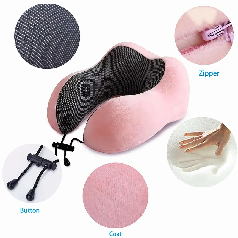 2020 New Folding Wholesale Travel Neck Rest Pillow, Memory Foam neck pillow travel set
