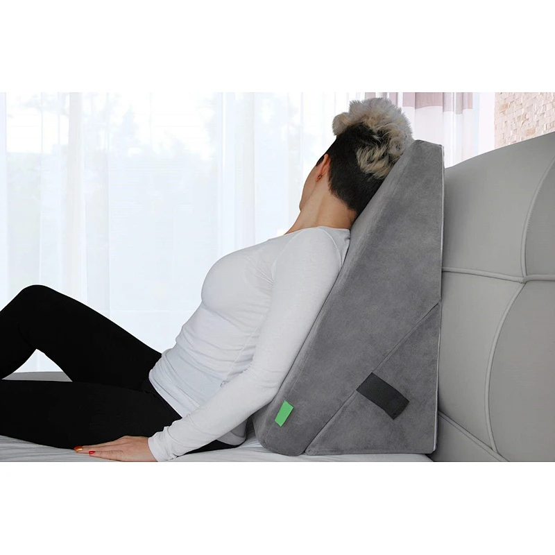 Backrest Wedge Bed Rest Pillow, Adjustable Back Rest Cushion Wedge Folding Foam Pillow Reading Bed Wedge Pillow