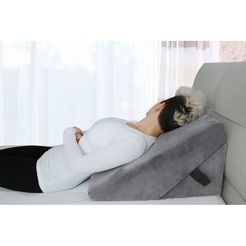 Backrest Wedge Bed Rest Pillow, Adjustable Back Rest Cushion Wedge Folding Foam Pillow Reading Bed Wedge Pillow