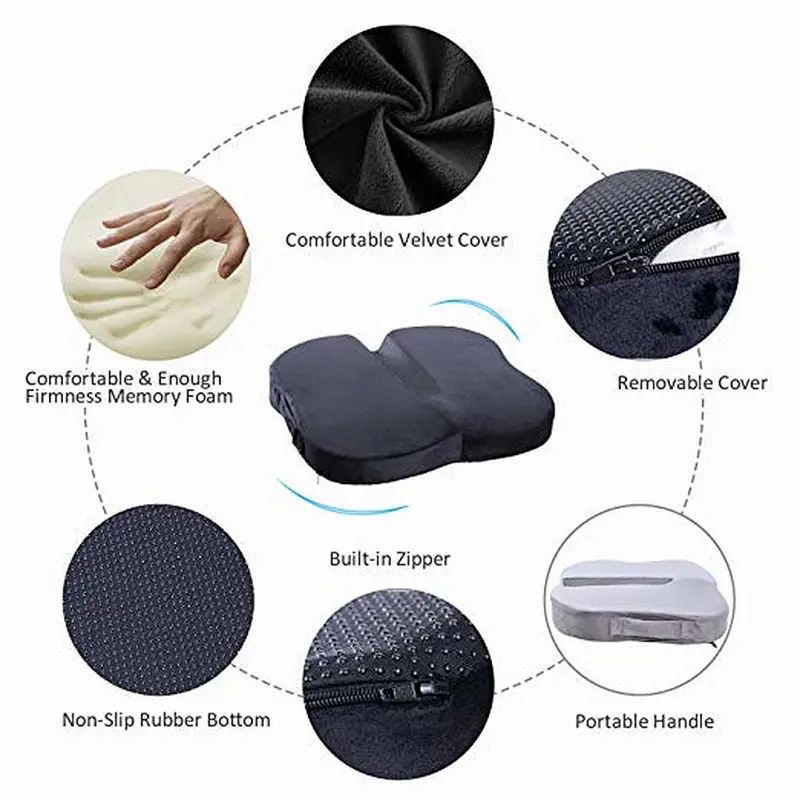Amazon Hot Sale  Sciatica Back Pain Coccyx Pain & Tailbone Pain Relief Memory Faom U Shape Seat Cushion