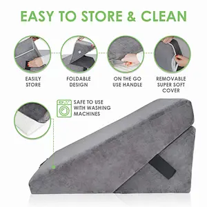 Bed Wedge Pillow Memory Foam Top Best for Sleeping Reading Rest, Hypoallergenic Breathable Alleviates Neck and Back Pain