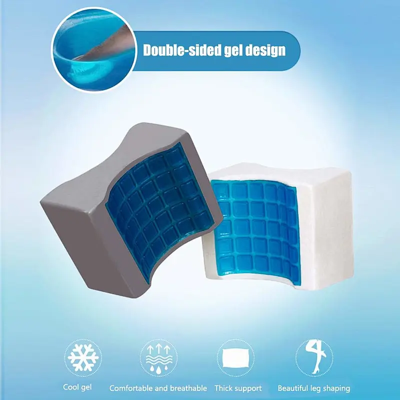 100% Pure Memory Foam Gel Knee Cushion with Adjustable & Removable Cover - Leg Pillow for Sleeping