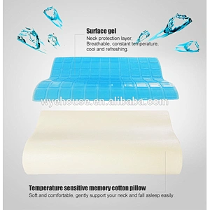 Healthy Environmental Rectangle Wave Shape Memory Foam Bamboo Pillow, Memory Foam Gel Wave Pillow