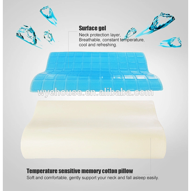 Healthy Environmental Rectangle Wave Shape Memory Foam Bamboo Pillow, Memory Foam Gel Wave Pillow