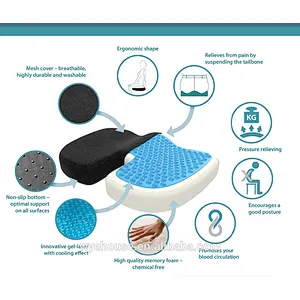 Coccyx Orthopedic Memory Foam Gel Seat Cushion gel enhanced memory foam orthopedic seat cushion shiatsu seat massage cushion