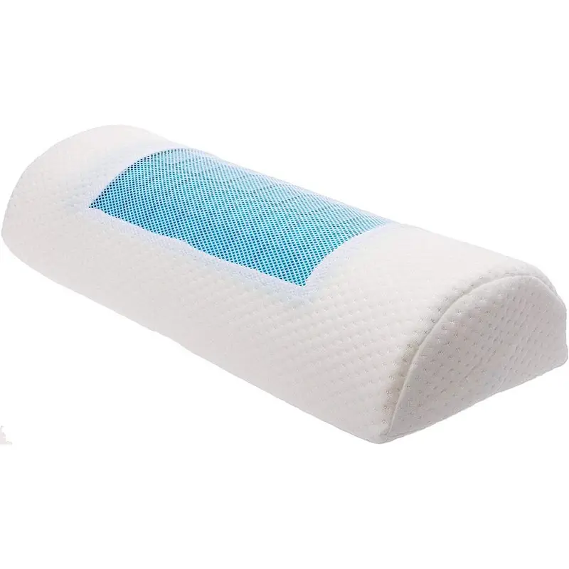 Cooling Gel Memory Foam Semi Roll Pillow - Lumbar Support Wedge Pillow for Back and Knee Pain Relief