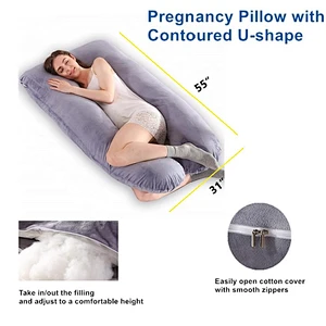 Softer polyester pregnant pillow, Custom Logo Comfort U Shaped Giant Back Support Full Body Pregnancy Pillow