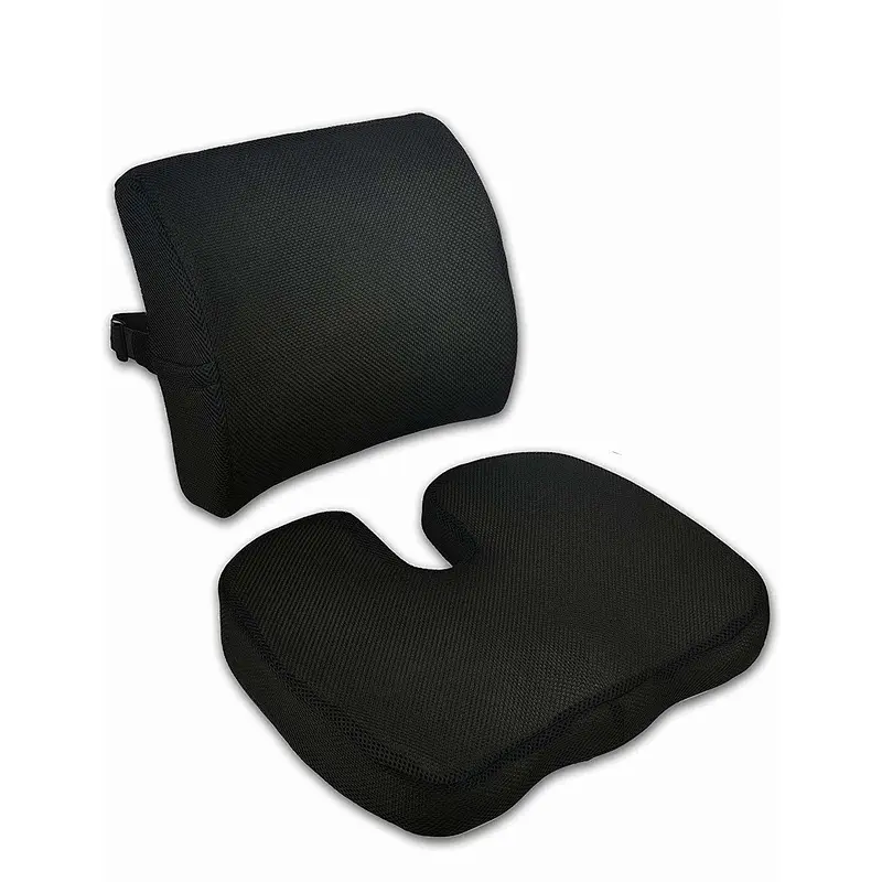 Hot Sell Ventilated Mesh Fabric Adult Lumbar Support And Seat Cushion Sets