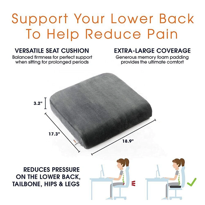 Travel Mate Extra Large Memory Foam Seat Cushion Perfect for Office Chair and Wheelchair Not Slip