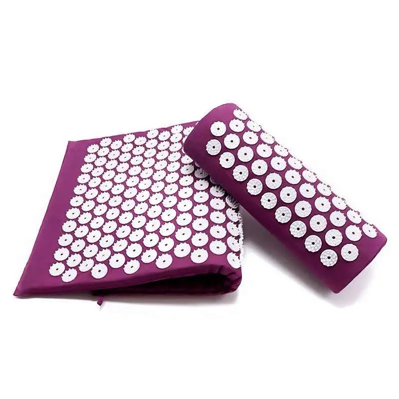 2020 Hot Black Head Round Spikes Accupressure Massage Mat and Pillow Set with Bag for Pain Relief