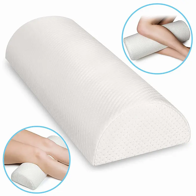 Memory foam half moon pillow with Gel-for neck, knee, back, leg- footrest pillow