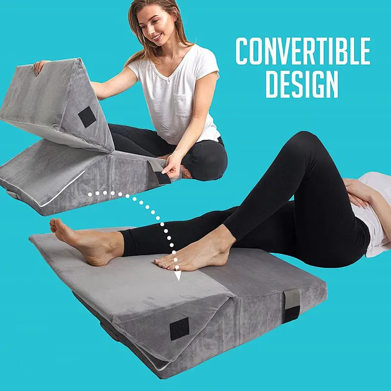 Bed Wedge Pillow Memory Foam Top Best for Sleeping Reading Rest, Hypoallergenic Breathable Alleviates Neck and Back Pain