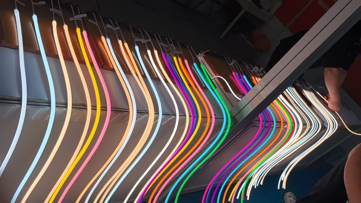 9855 and 9898 flexible LED strip light showing in lighting exhibition