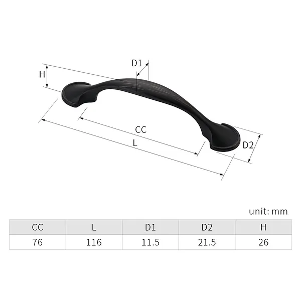 zinc handle kitchen cabinet handle